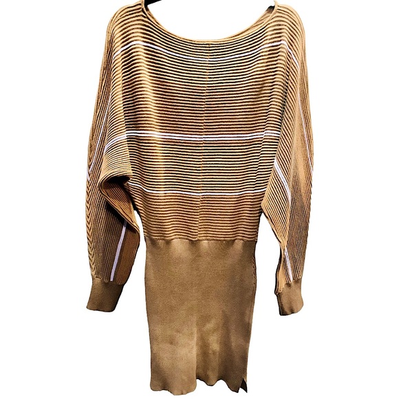By Anthropologie Ribbed Sweater Dress in Brown Combo. Size Small. NWOT - Picture 4 of 6